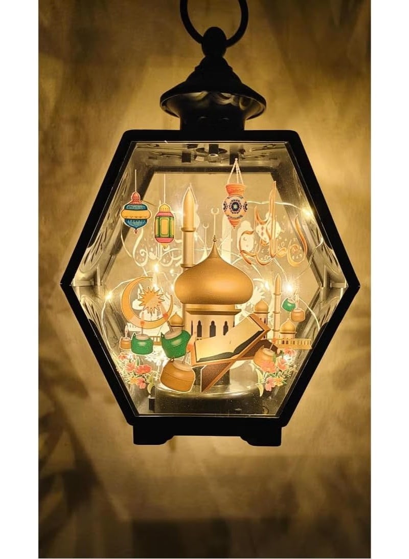 ىمارالد مصباح زينة LED من إميرالد رمضان كريم بتصميم مسجد إسلامي وقرآن كريم، بإضاءة دافئة، مصباح ديكور منزلي - Image 1
